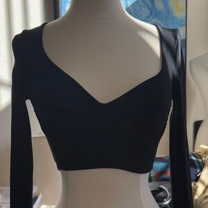 Zara Black Ribbed Crop Top